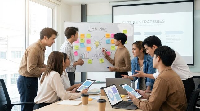 Team Collaboration in Modern Office Meeting.