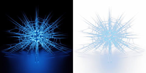 Neural Web Lattice Expanding with Blue Neon Connections, Artificial Intelligence Network Growth Visualization, Neural Data Connectivity Architecture Concept Isolated on Black Background