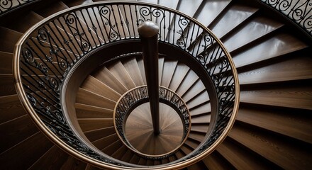 Spiral staircase architecture overhead view
