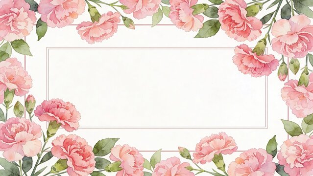 Pink watercolor carnation banner background