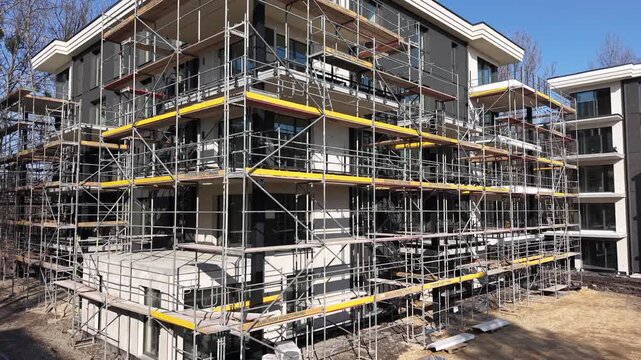 scaffolding on the estate drone shot