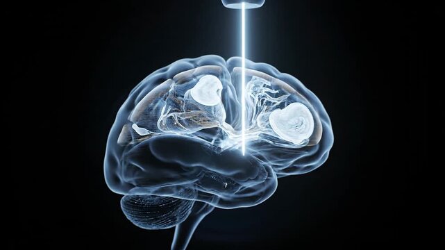 Neural Atlas Brain Scan Laser Plane Cross-Section Glassmorphism