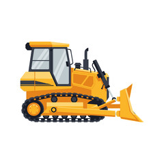 Obraz premium Yellow Crawler Bulldozer Heavy Equipment Illustration Isolated on White Background