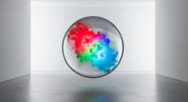 Sphere with colorful smoke