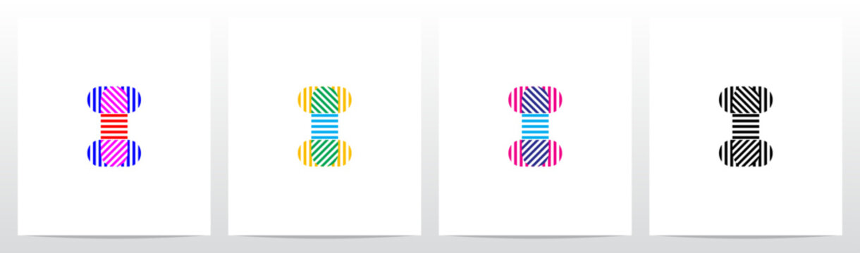 Horizontal Vertical Diagonal Lines Letter Initial Logo Design I