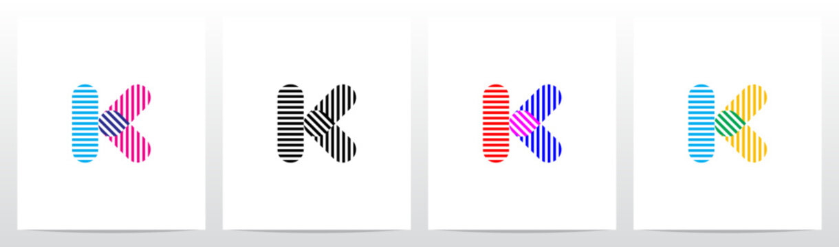 Horizontal Vertical Diagonal Lines Letter Initial Logo Design K