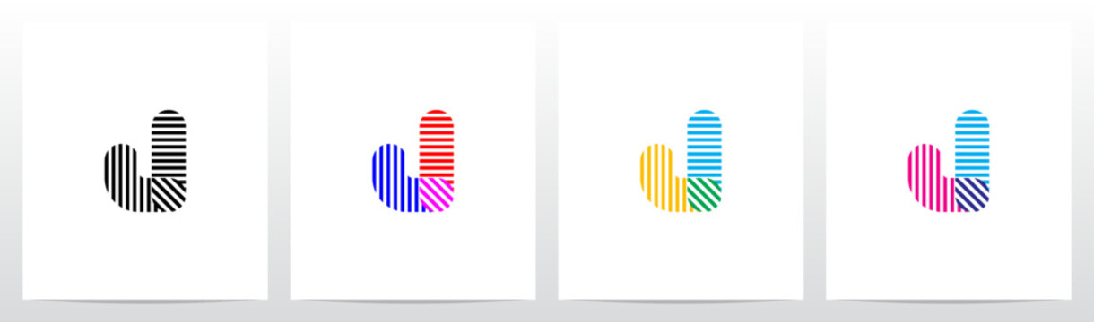 Horizontal Vertical Diagonal Lines Letter Initial Logo Design J