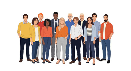 Fototapeta premium Diverse men and women of various ages and ethnicities standing together as a cohesive business team.