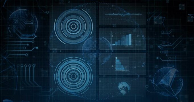 Big wireframe sphere shifting inner core rotating grid on frame shift revealing marker for data