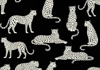 Obraz premium Elegant leopard pattern on black background, sophisticated animal print