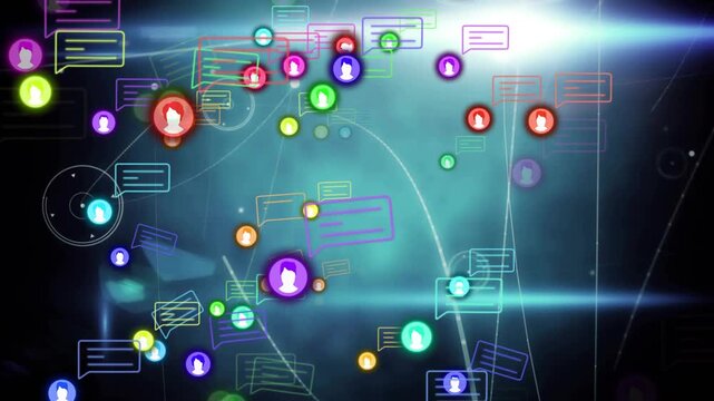 Edge icons starting core cluster, moving inward, forming bubbles and glowing lines to show net flow
