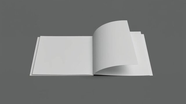 Open blank white book on gray background mockup