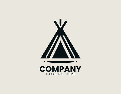 Minimalist teepee tent symbol in clean modern camping vector illustration style
