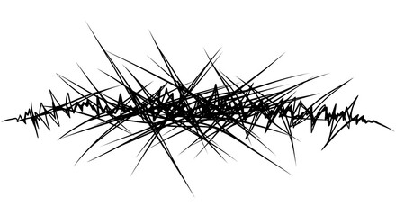 Fototapeta premium Black Thorn Bush with Sharp Spikes on White Background