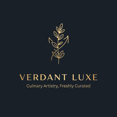 Fototapeta premium Luxury Verdant Luxe Logo with Leaves Design.