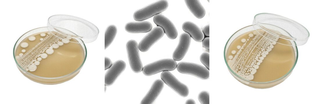 Morganella morganii subsp. sibonii bacteria isolated on white background, gram negative rod Enterobacteriaceae bacterium, opportunistic human pathogen and clinical isolate, microbiology laboratory bac