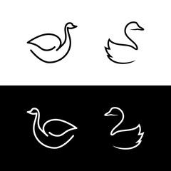 Fototapeta premium Swan icon goose line outline isolated graphic