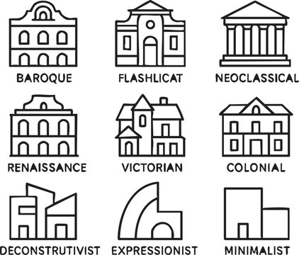 Architectural Styles Illustrated in Black and White.