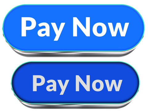 Pay now call to action UI button with hover effect, rounded blue ecommerce payment interface button for online transaction and checkout process isolated png transparent background