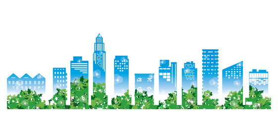 緑豊かな爽やかな街並みイラスト.  © keko-ka