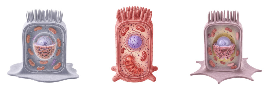 Kidney tubular cell isolated on white background, renal tubule epithelial cell, 尿細管細胞 (Nyōsaikan Saibō), Tubuluszelle, human nephron cell, tubular reabsorption cell, microscopic kidney cell, cellular 