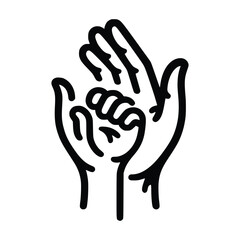 Obraz premium Mother's Hand Holding Child's Hand Minimalist Line Art