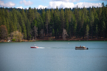boats on the mountain lake