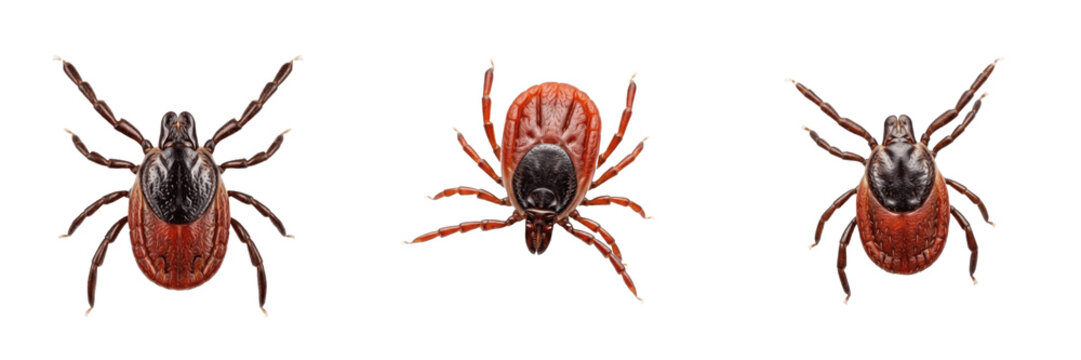 Deer tick Ixodes scapularis isolated on white background, human parasite, blood-sucking tick, Lyme disease vector, tick macro photography, tick close-up, parasitic insect, Ixodes species, realistic ma