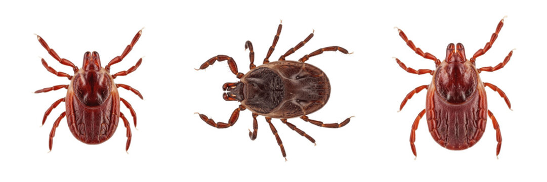 Tick isolated on white background, top-down macro, human parasite, Ixodidae species, blood-sucking parasite, tick macro photography, tick close-up, parasitic insect, tick extreme detail, tick realisti