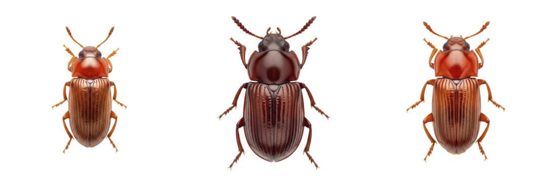 Drugstore beetle Stegobium paniceum isolated on white background, pantry pest, human-associated beetle, Coleoptera species, beetle macro photography, close-up, insect extreme macro, beetle extreme det