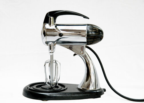 Vintage 1954 chrome and melamine kitchen mixer.