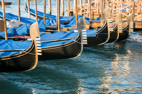 Italy, Venice.  Composition of gondolas.