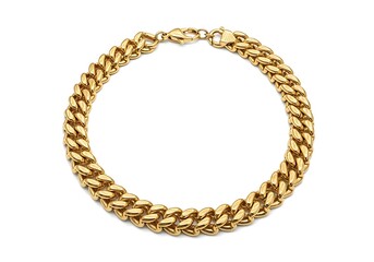 Fototapeta premium Elegant Gold Chain Necklace on White Background.