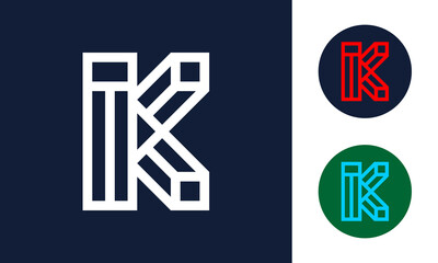 Abstract Architectural IK Letter Logo