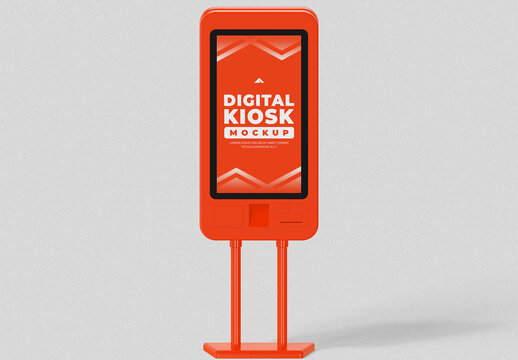 Digital Kiosk Mockup PSD for Interactive Advertising Display