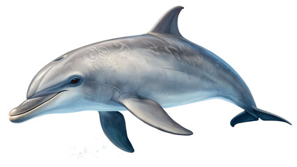 Fototapeta premium dolphin swimming in water with white background