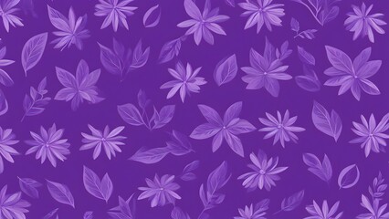 A purple background with flowers and leaves generative ai