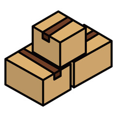 立体的な段ボール箱の積み合わせ
