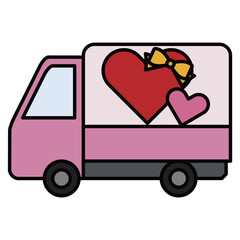 ハートのデザインが可愛い配送トラック