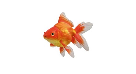 Vibrant Goldfish with Elegant Fins Swimming in Clear Water