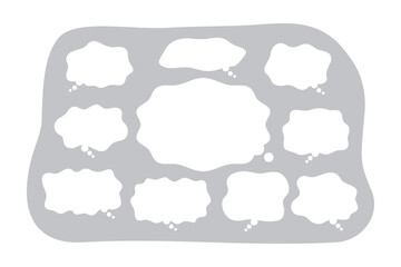 シンプルもやもや吹き出し素材（グレー）