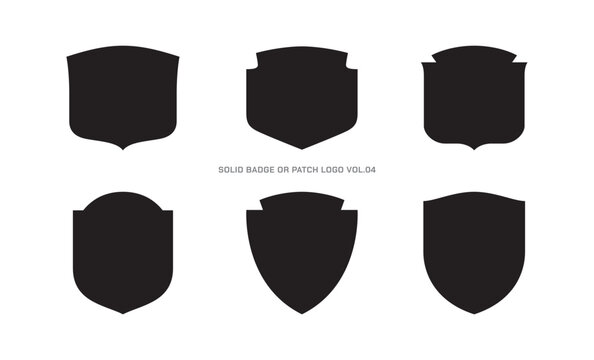 Collection of Badge Logo or Patch Logo Templates in Solid Black with Bold Geometric Shapes for apparel, clothing, branding, emblem and others