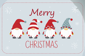Festive christmas card with adorable gnomes and winter greetings © prince