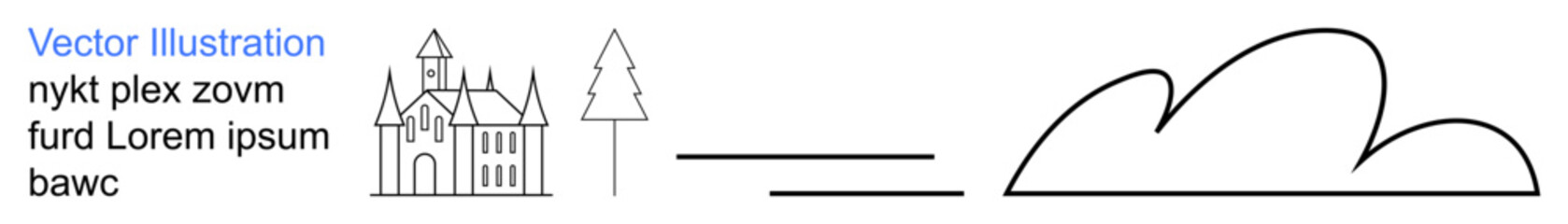 Obraz premium Visual concepts include architecture, abstract art, creative design, minimalism, nature, and symbols. a castle with trees and abstract shapes. Architecture and abstract art design emphasis