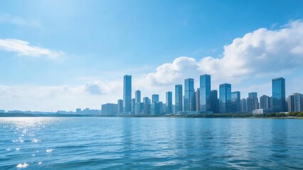 Obraz premium Modern Waterfront City Skyline
