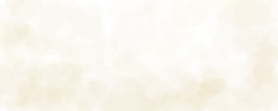 Soft beige watercolor effect background. Light ecru watercolour gradient texture. Cream blurred paint splashes wallpaper for birthday or wedding design. Vector feminine pale ivory marble backdrop