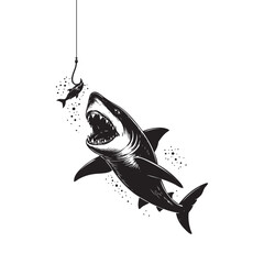 Shark Eating little fish in fishing bait