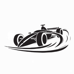 Naklejka premium Stylized Formula One Car Logo Vector Racing Design Illustration