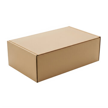 A brown cardboard box on a white background isolated on transparent background