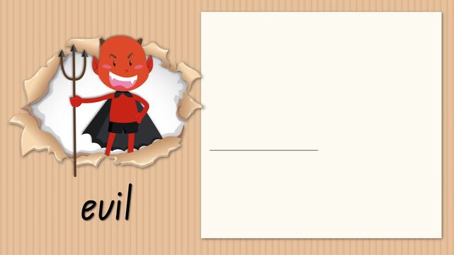 Educational Alphabet Animation for Letter E with Cartoon Devil Character